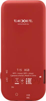 MP3-плеер Texet T-15 (8GB, красный) - вид сзади