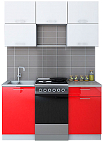 Кухонный гарнитур Интерлиния Мила Gloss 50-15 (белый/красный) - 