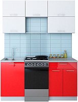 Кухонный гарнитур Интерлиния Мила Gloss 50-16 (белый/красный) - 