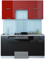 Готовая кухня Интерлиния Мила Gloss 50-16 (бордовый/черный) - 