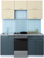 Кухонный гарнитур Интерлиния Мила Gloss 50-16 (ваниль/асфальт) - 