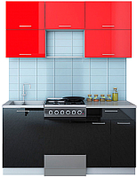 Кухонный гарнитур Интерлиния Мила Gloss 50-16 (красный/черный) - 