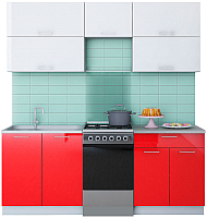 Кухонный гарнитур Интерлиния Мила Gloss 50-20 (белый/красный) - 