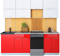 Кухонный гарнитур Интерлиния Мила Gloss 50-22 (белый/красный) - 