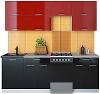 Готовая кухня Интерлиния Мила Gloss 50-22 (бордовый/черный) - 