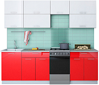 Кухонный гарнитур Интерлиния Мила Gloss 50-24 (белый/красный) - 