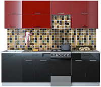 Готовая кухня Интерлиния Мила Gloss 50-24 (бордовый/черный) - 