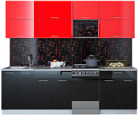 Кухонный гарнитур Интерлиния Мила Gloss 50-25 (красный/черный) - 