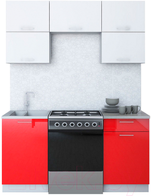 Готовая кухня Интерлиния Мила Gloss 60-16 (белый/красный)