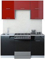 Кухонный гарнитур Интерлиния Мила Gloss 60-16 (бордовый/черный) - 