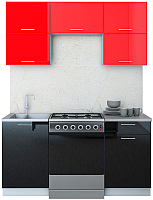 Кухонный гарнитур Интерлиния Мила Gloss 60-16 (красный/черный) - 
