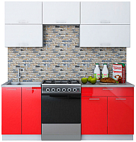 Кухонный гарнитур Интерлиния Мила Gloss 60-20 (белый/красный) - 