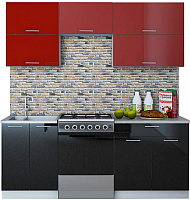 Кухонный гарнитур Интерлиния Мила Gloss 60-20 (бордовый/черный) - 