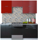 Готовая кухня Интерлиния Мила Gloss 60-20 (бордовый/черный) - 