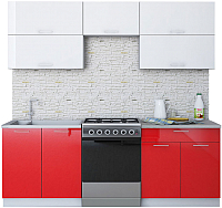 Кухонный гарнитур Интерлиния Мила Gloss 60-22 (белый/красный) - 