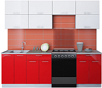 Кухонный гарнитур Интерлиния Мила Gloss 60-24 (белый/красный) - 