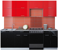 Готовая кухня Интерлиния Мила Gloss 60-24 (красный/черный) - 