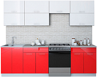 Кухонный гарнитур Интерлиния Мила Gloss 60-26 (белый/красный) - 