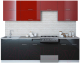 Кухонный гарнитур Интерлиния Мила Gloss 60-26 (бордовый/черный) - 