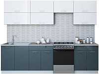 Кухонный гарнитур Интерлиния Мила Gloss 60-28 (белый/асфальт) - 