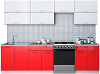Кухонный гарнитур Интерлиния Мила Gloss 60-28 (белый/красный) - 