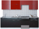 Готовая кухня Интерлиния Мила Gloss 60-28 (бордовый/черный) - 