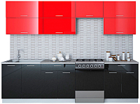 Кухонный гарнитур Интерлиния Мила Gloss 60-28 (красный/черный) - 