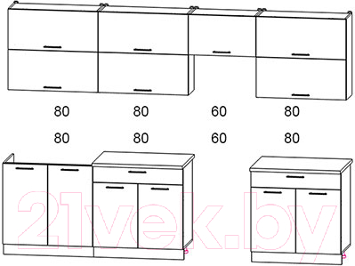 Готовая кухня Интерлиния Мила Gloss 60-30 (белый/красный)