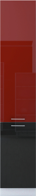 Шкаф-пенал кухонный Интерлиния Мила Gloss НШП-№2-2145 (бордовый/черный)