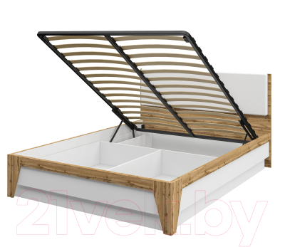 Двуспальная кровать Мебель-Неман Сканди МН-036-20 (дуб вотан/белый)