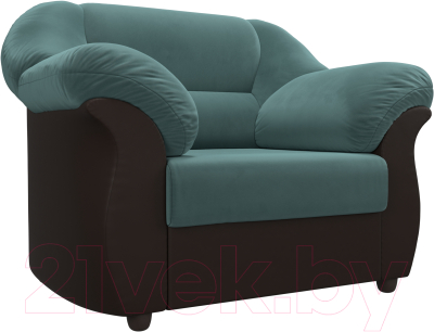Кресло мягкое Лига Диванов Карнелла 240 / 105822 (велюр бирюзовый/экокожа коричневый)