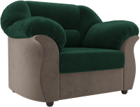 Кресло мягкое Лига Диванов Карнелла 240 / 105823 (велюр зеленый/коричневый) - 