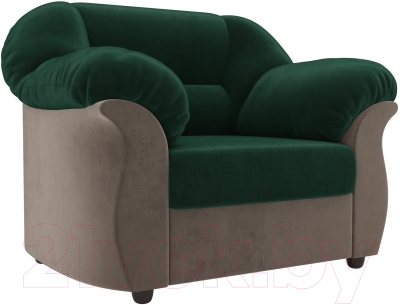Кресло мягкое Лига Диванов Карнелла 240 / 105823 (велюр зеленый/коричневый)