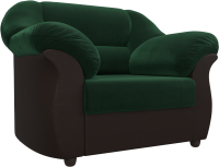 Кресло мягкое Лига Диванов Карнелла 240 / 105824 (велюр зеленый/экокожа коричневый) - 
