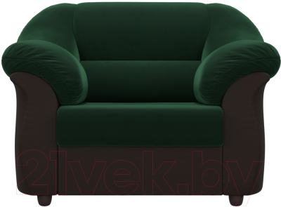 Кресло мягкое Лига Диванов Карнелла 240 / 105824 (велюр зеленый/экокожа коричневый)