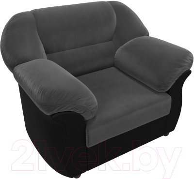 Кресло мягкое Лига Диванов Карнелла 240 / 105828 (велюр серый/экокожа черный)