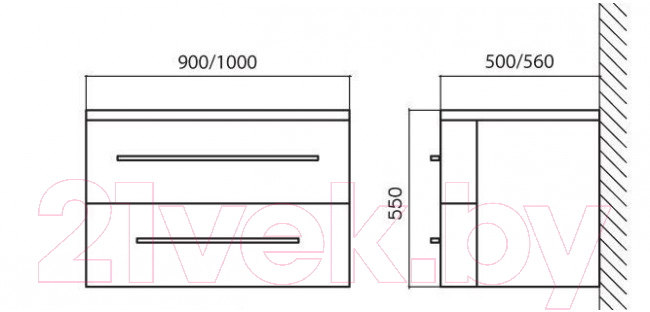 Тумба под умывальник BelBagno BB1000DCS2C/SO-BB1000ARL