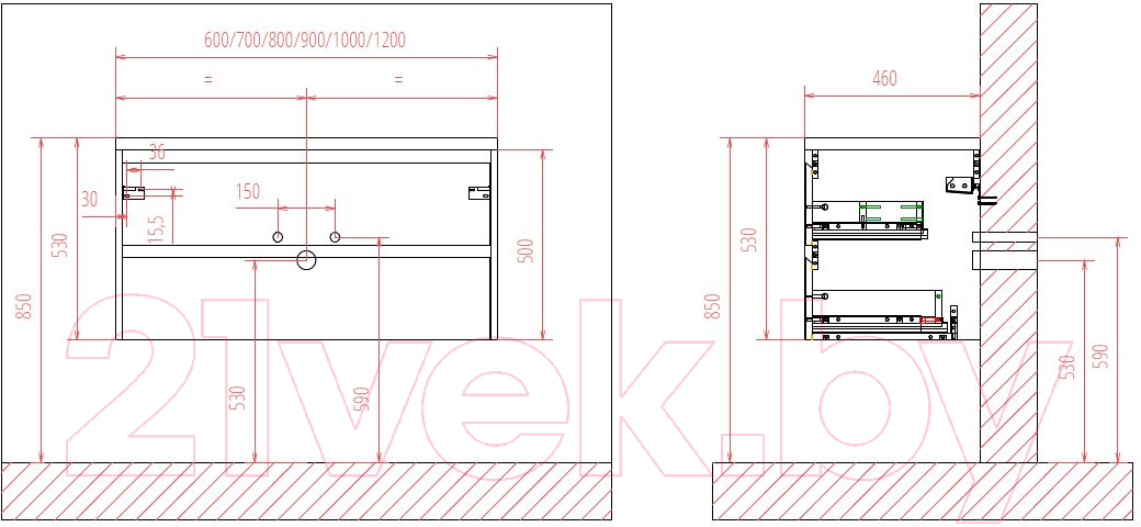 Тумба под умывальник BelBagno KRAFT-700-2C-SO-PP