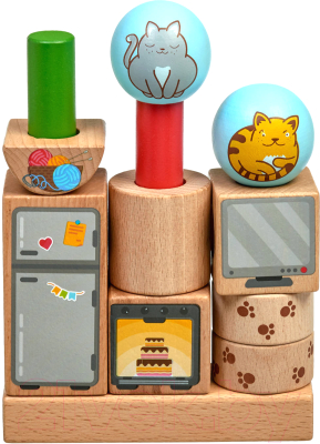

Развивающая игрушка МДИ, Игривые кошки. Сортер-пирамидка / LL217