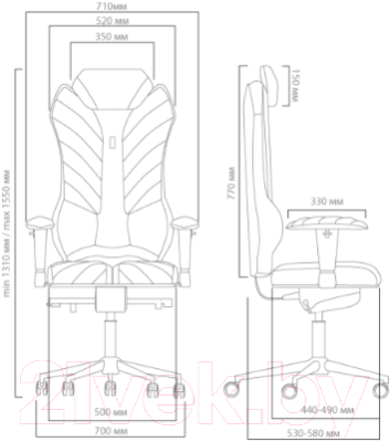 Кресло офисное Kulik System Monarch Design азур (черный с подголовником)