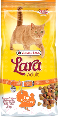 Сухой корм для кошек LARA Adult с индейкой и курицей / 441079 (2кг)