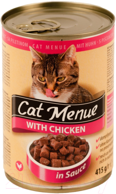 Влажный корм для кошек CAT Menu Консервированный с курицей / 30190 (415г)