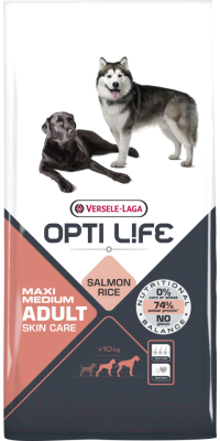 Сухой корм для собак Opti Life Adult Scin Care Medium&Max с лососем и рисом / 431147 (12.5кг)