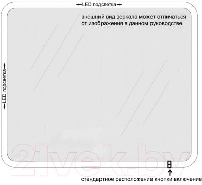 Зеркало Пекам Greta 80x70 / greta-80x70 (с подсветкой)