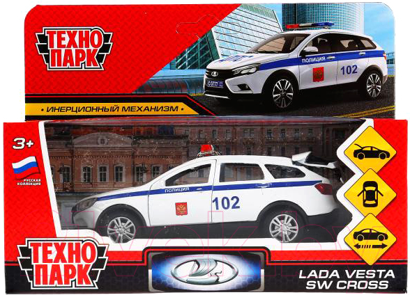 Автомобиль игрушечный Технопарк Lada Vesta SW Cross. Полиция / VESTACROSS-12POL-WH — фото 3