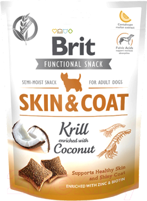 

Лакомство для собак Brit, Dog Functional Snack Skin&Coat с крилем / 111420