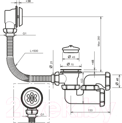 Сифон Aquant V256БЕЛ-28РS