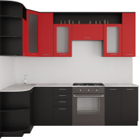 Готовая кухня Артём-Мебель Виола СН-114 со стеклом МДФ 1.5x2.6 Левая (красный/черный) - 