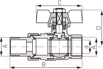 

Шаровой кран Ferro, Normal 1/2" НР-ВР с муфтой