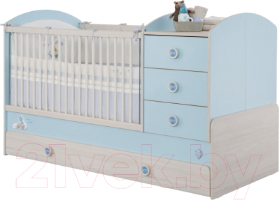 Детская кровать-трансформер Cilek Baby Boy / 20.43.1015.00 (с выдвижным спальным местом)